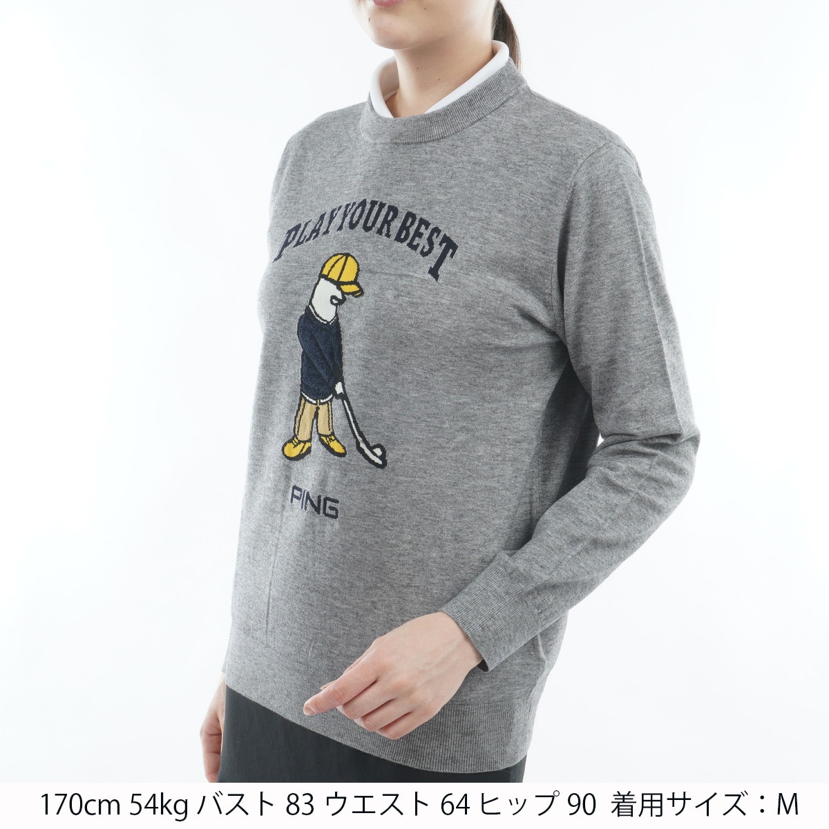 Mr.PINGジャカード クルーネックセーター レディス(中間着(セーター