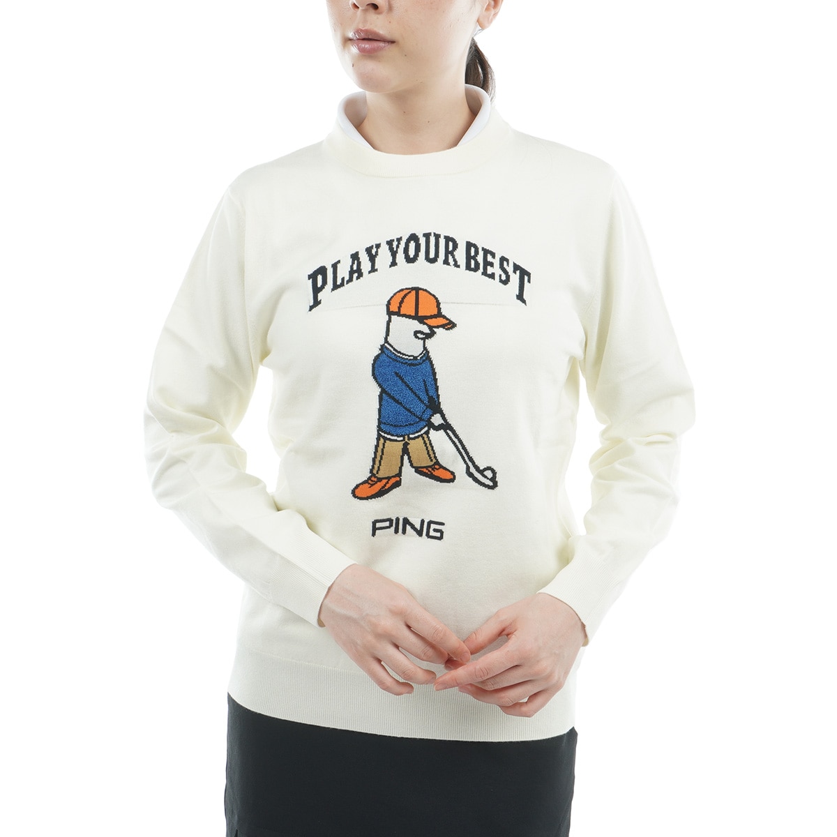 Mr.PINGジャカード クルーネックセーター レディス(中間着(セーター