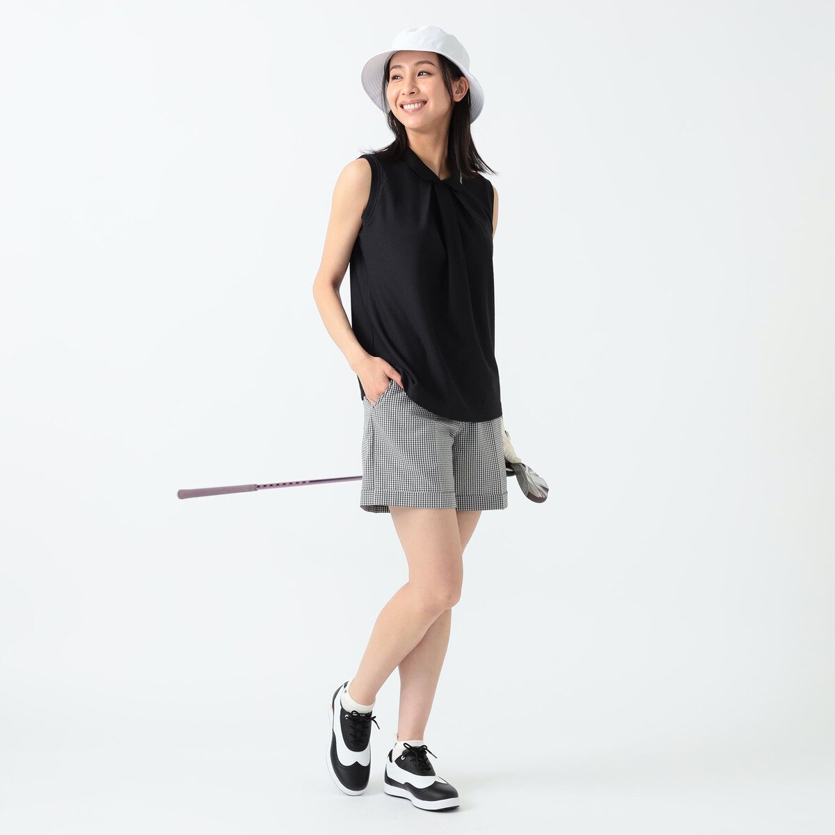 PURPLE LABEL ギンガム 裾ダブル ショーツ レディス(ハーフパンツ