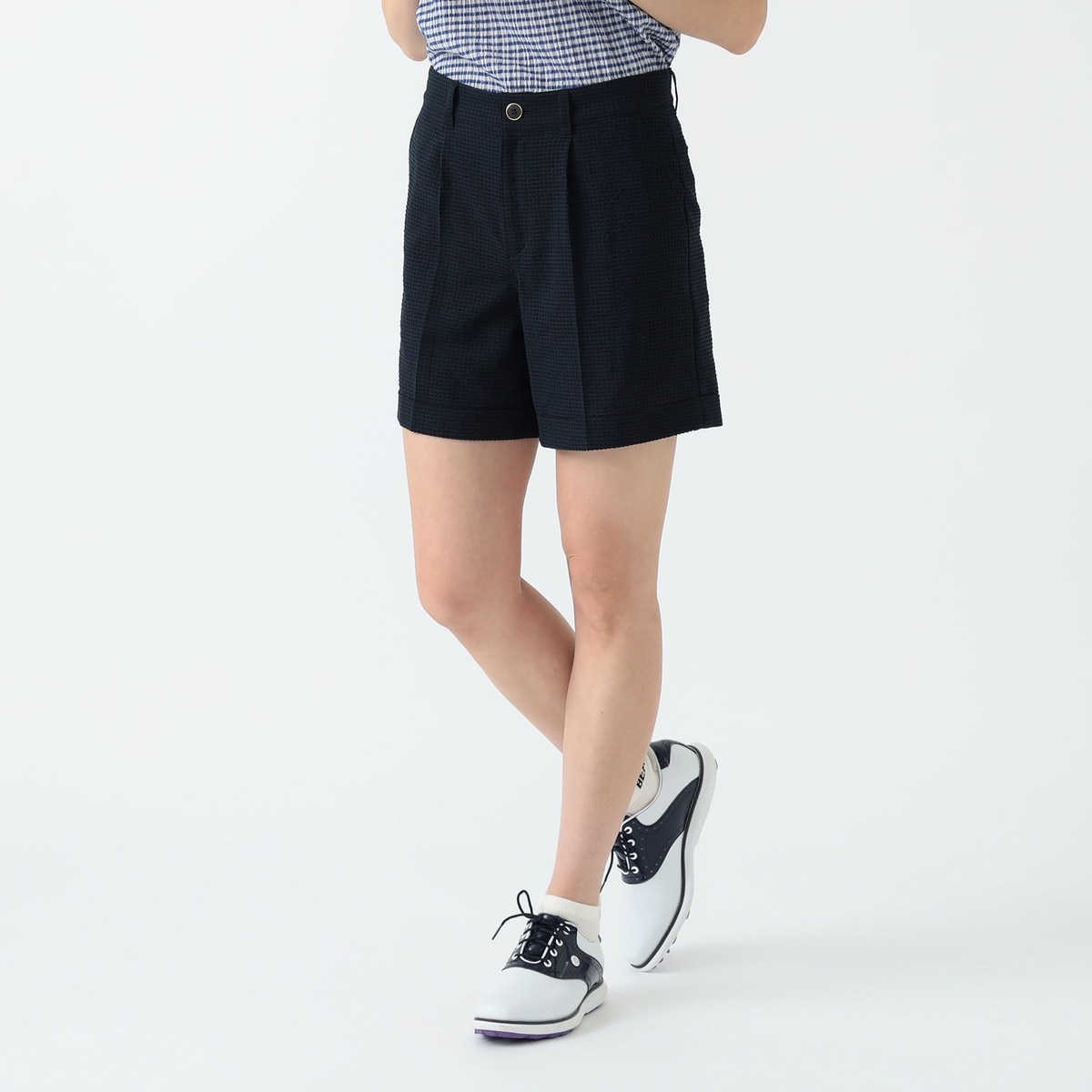 PURPLE LABEL ギンガム 裾ダブル ショーツ レディス(ハーフパンツ