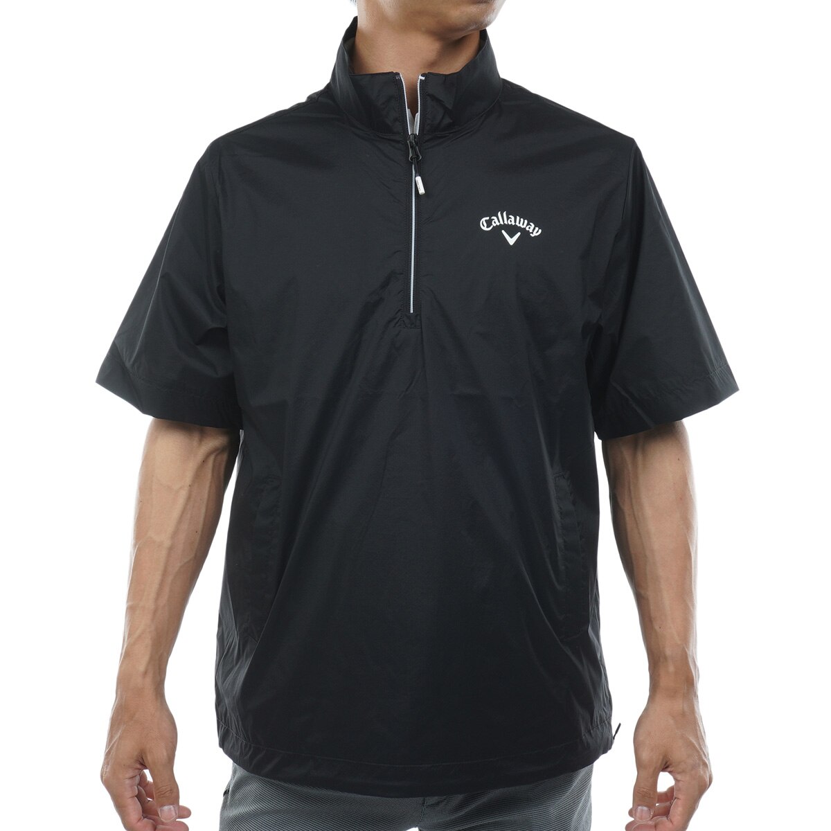 ストレッチ ハーフジップ半袖ブルゾン(アウター(ブルゾン、ウインド