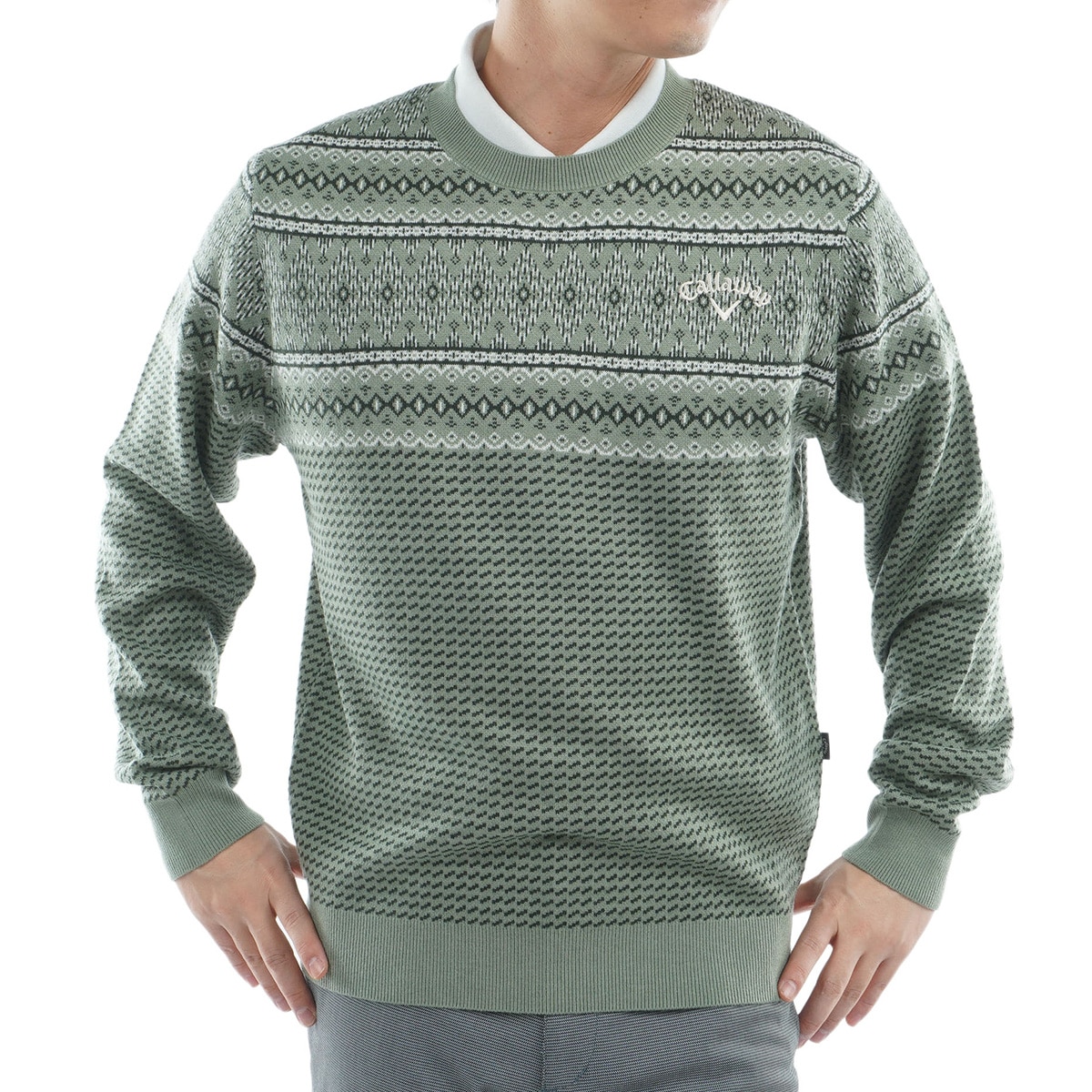 サイズLL CALLAWAY キャロウェイ 裏地付ニットセーター 千鳥柄　グレー サイズLL CALLAWAY キャロウェイ 裏地付ニットセーター 千鳥柄