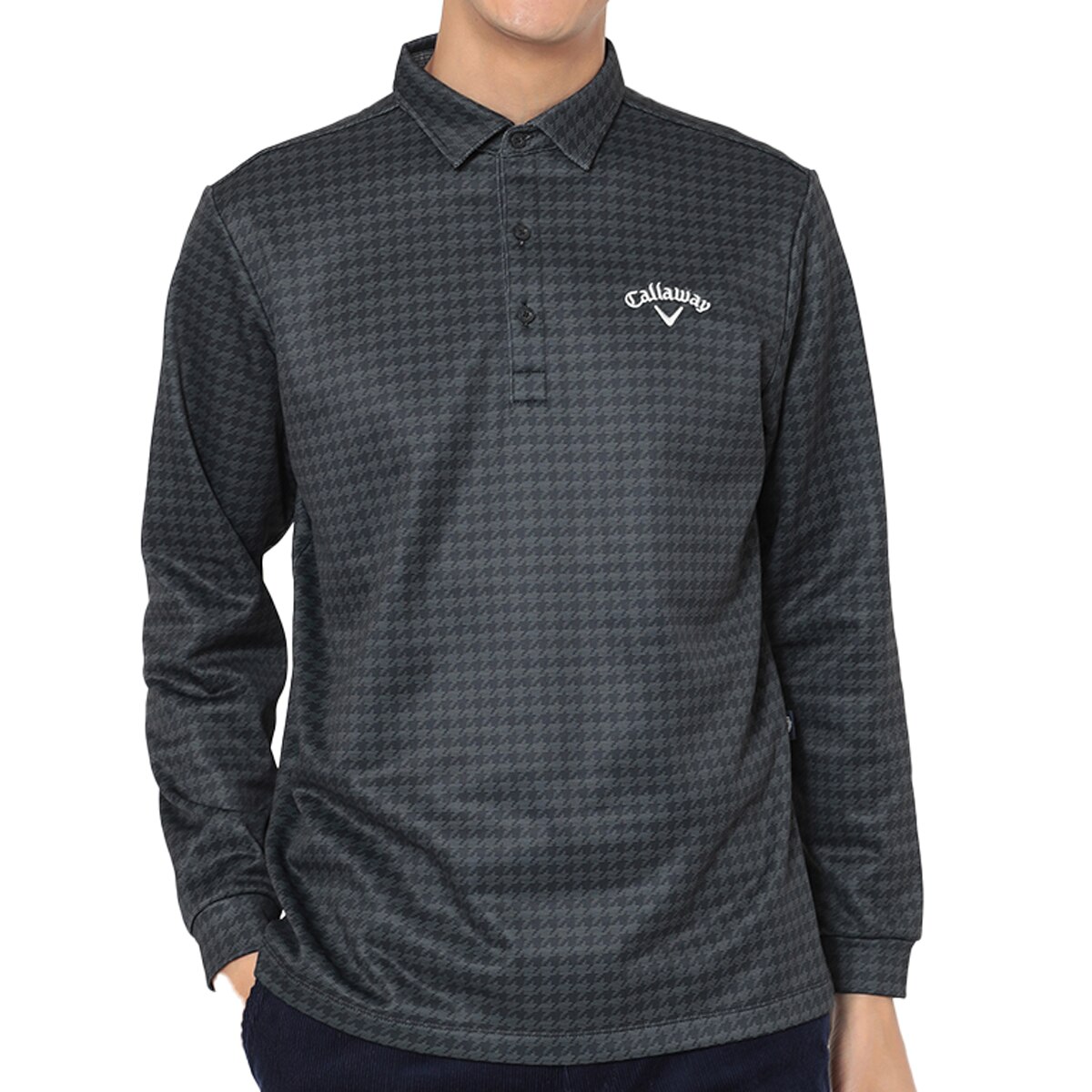 キャロウェイ 冬用 長袖 厚手 ポロシャツ 裏起毛 グレー 柄 LLサイズ 裏起毛 長袖ポロシャツ(長袖シャツ・ポロシャツ)|Callaway Golf