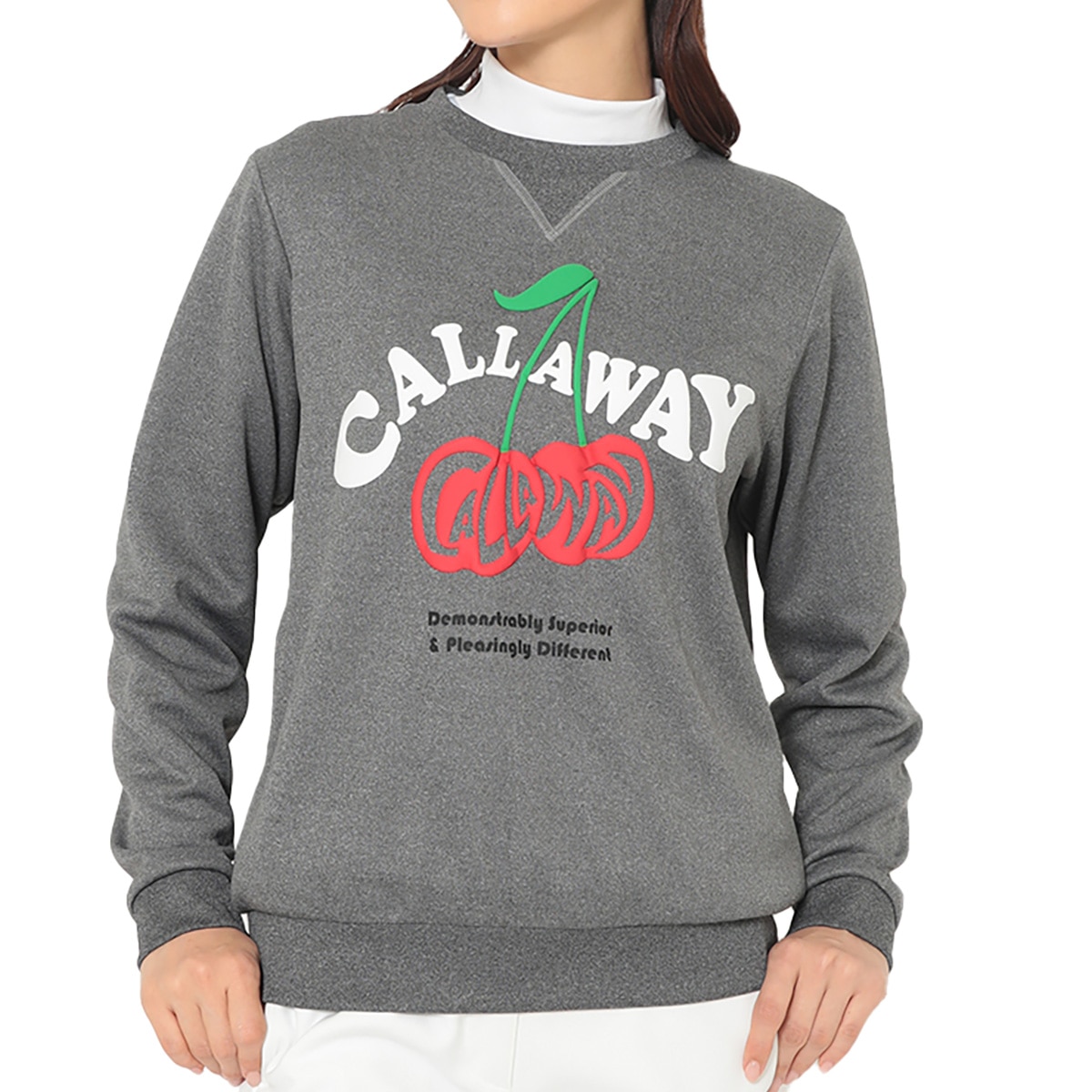 新品　キャロウェイ　スウェット　クルーネック　プルオーバー　グレー　Lサイズ プルオーバー クルーネックスウェット レディス(中間着(セーター