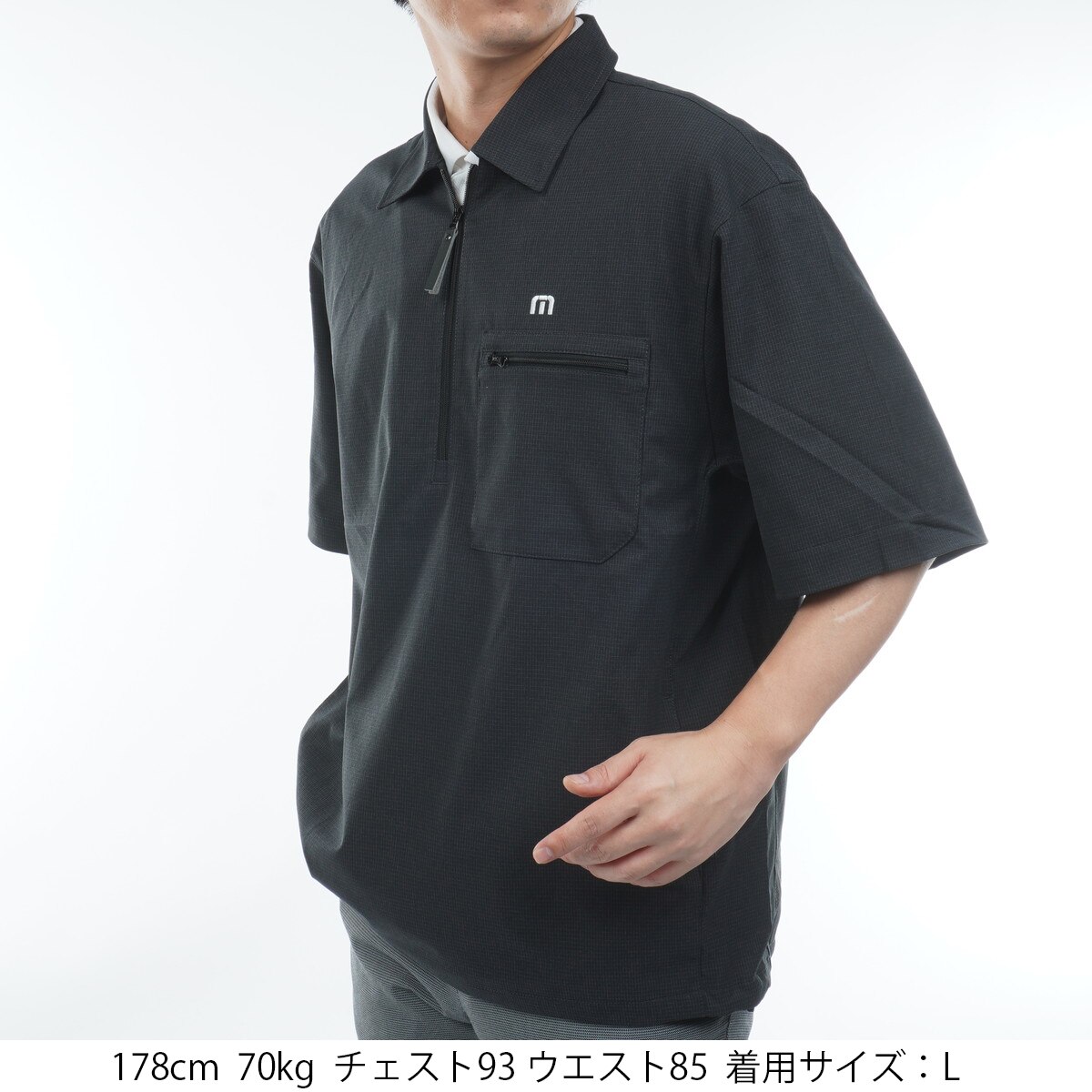 ストレッチ クォータージップ プラッド半袖ジャケット(アウター