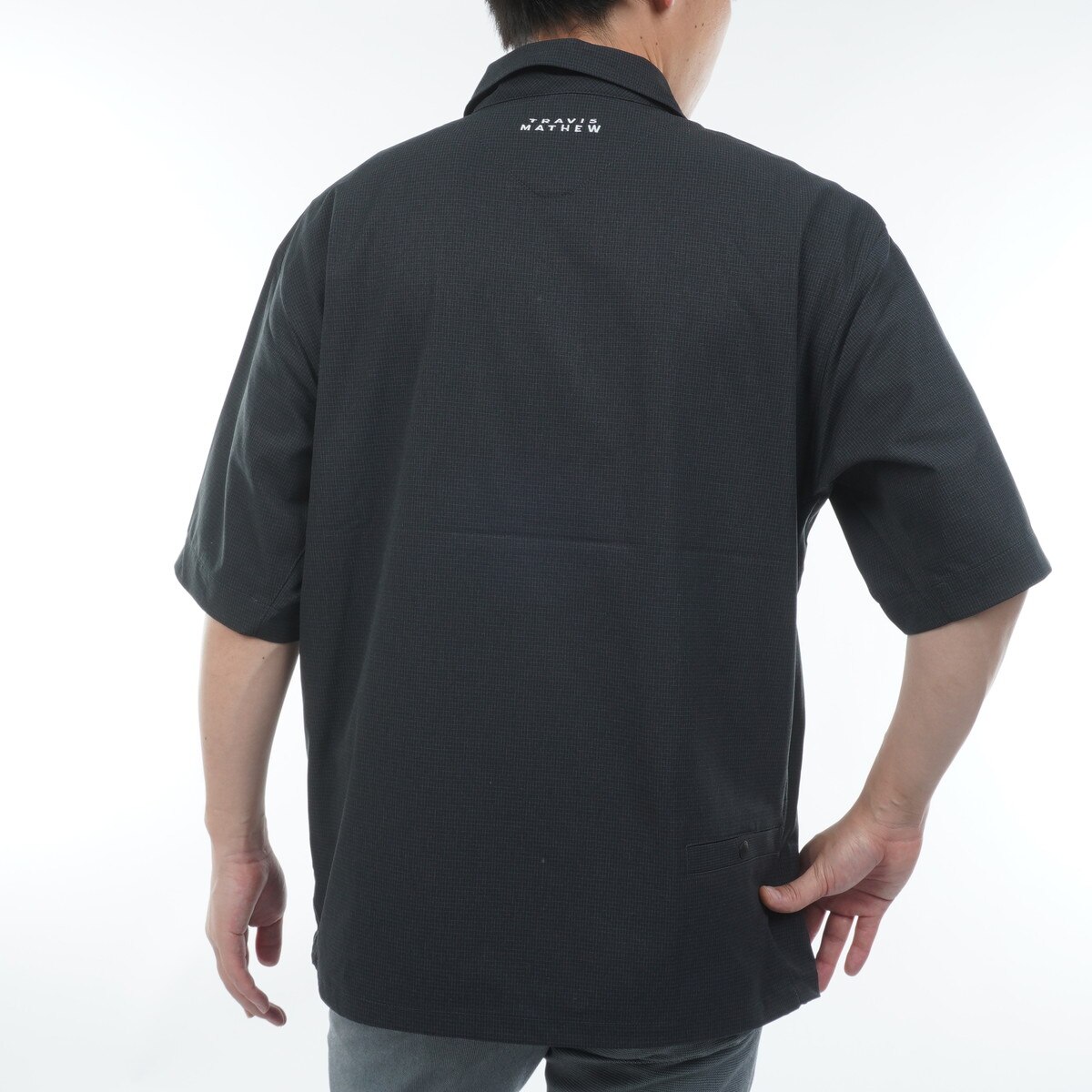 ストレッチ クォータージップ プラッド半袖ジャケット(アウター