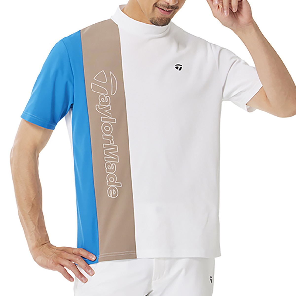 ストレッチ カラーブロック 半袖モックシャツ(半袖シャツ・ポロシャツ