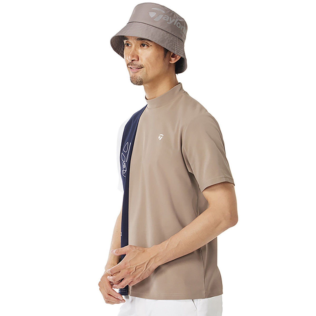 ストレッチ カラーブロック 半袖モックシャツ(半袖シャツ・ポロシャツ