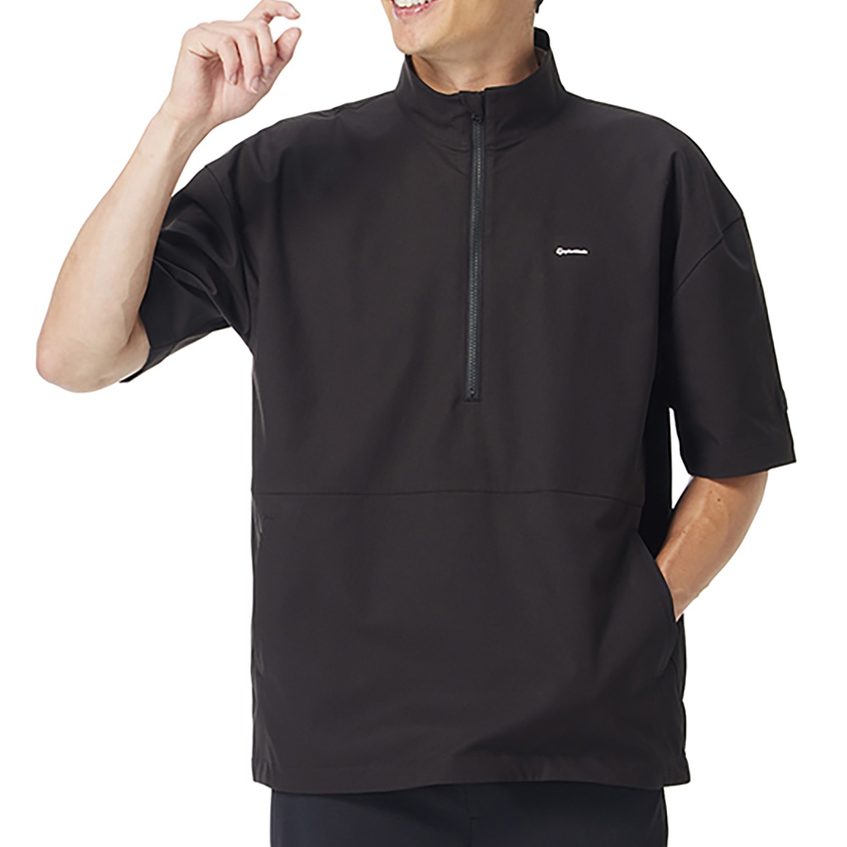 ストレッチ マルチファンクショナル 半袖ハーフジップジャケット