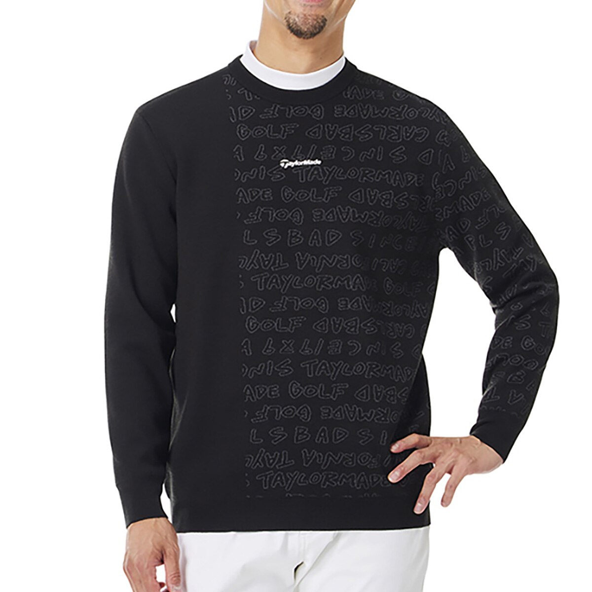 ストレッチ ワーディンググラフィック クルーネックセーター(中間着