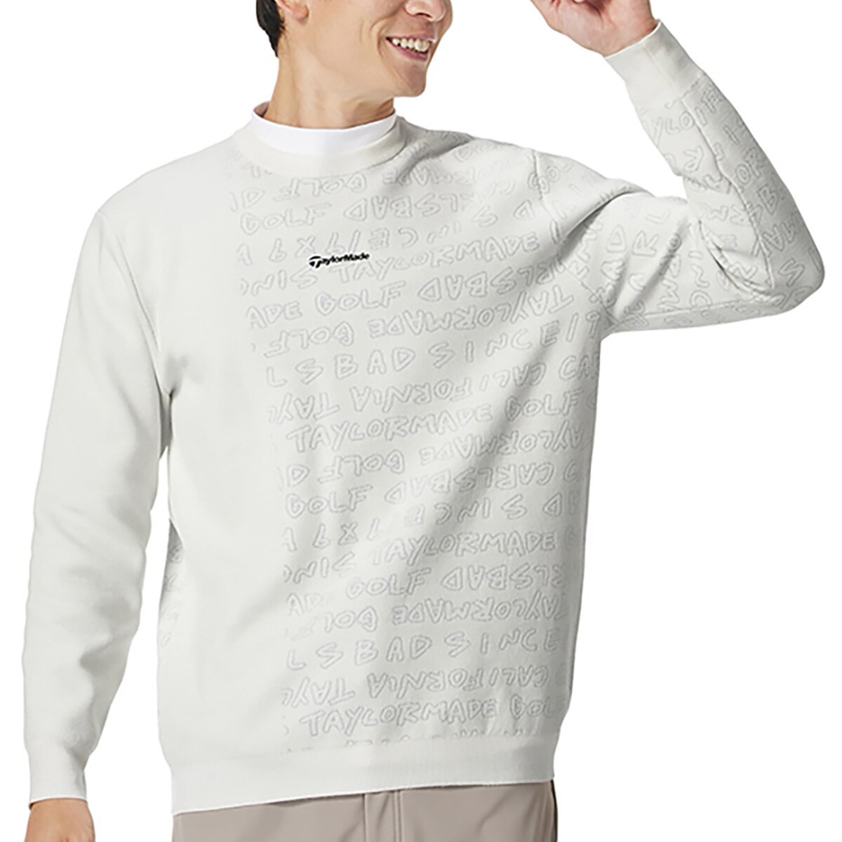 テーラーメイド　クールネックセーター ストレッチ ワーディンググラフィック クルーネックセーター(中間着