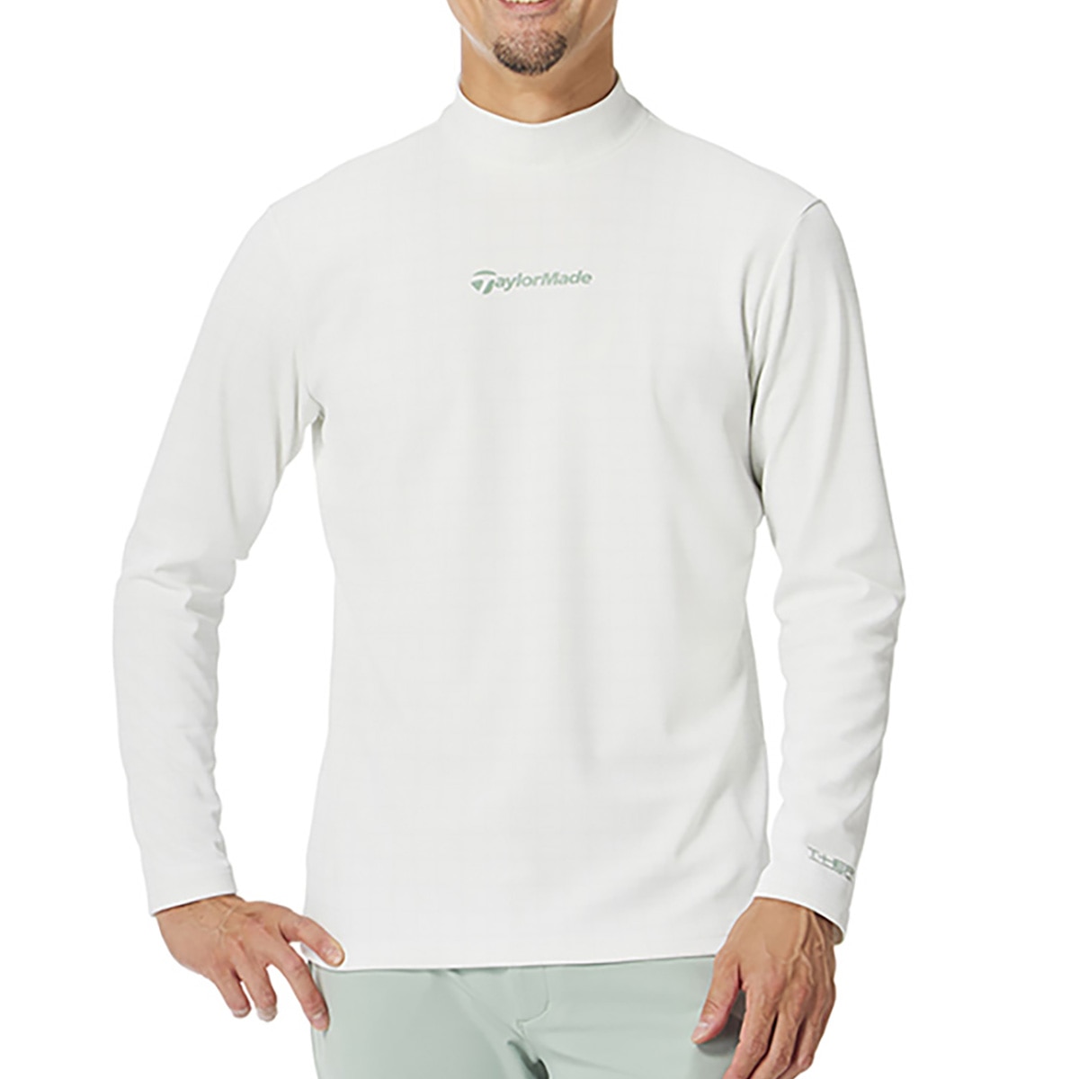 ストレッチ T-HEAT グリッドグラフィック モックネック長袖シャツ(長袖