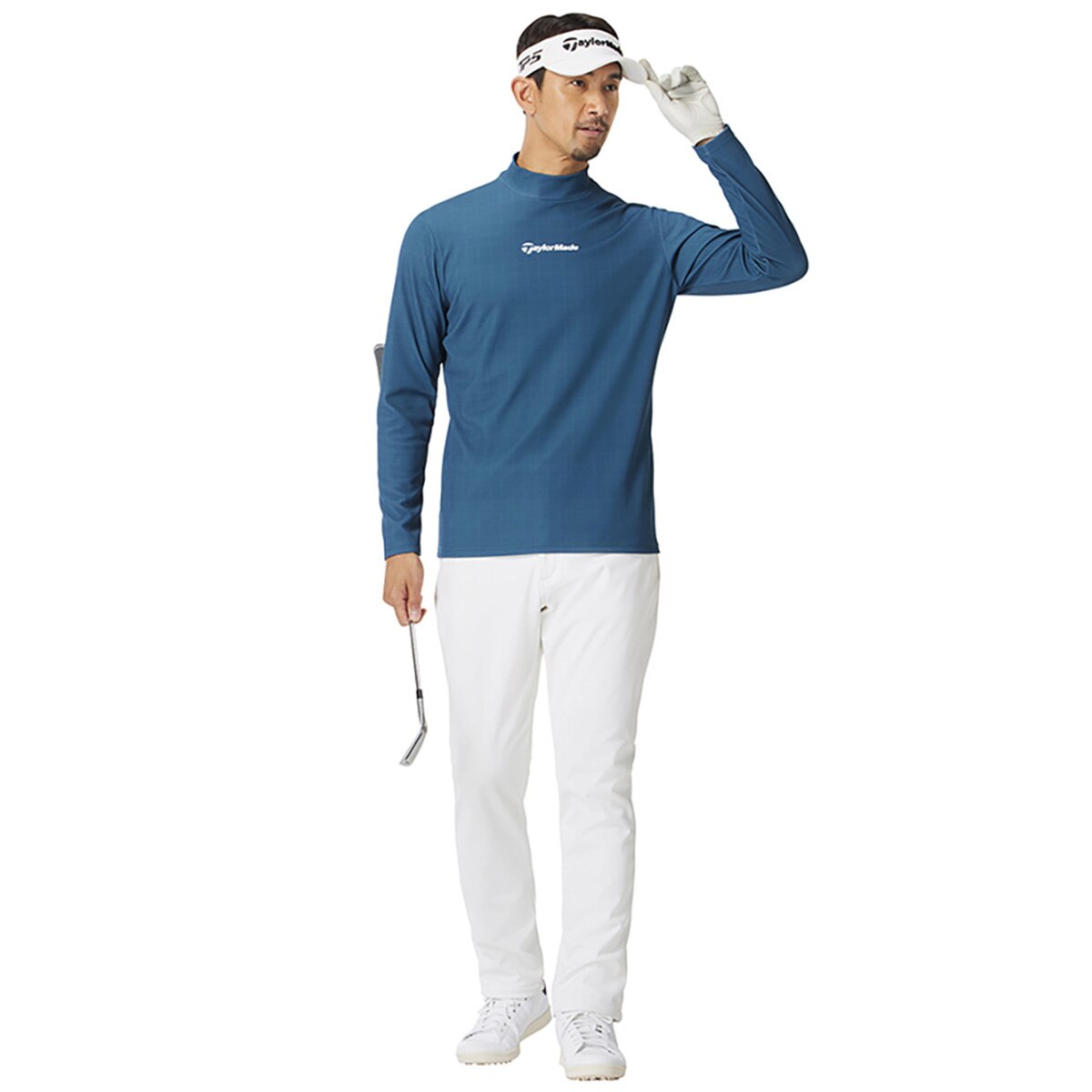 ストレッチ T-HEAT グリッドグラフィック モックネック長袖シャツ(長袖