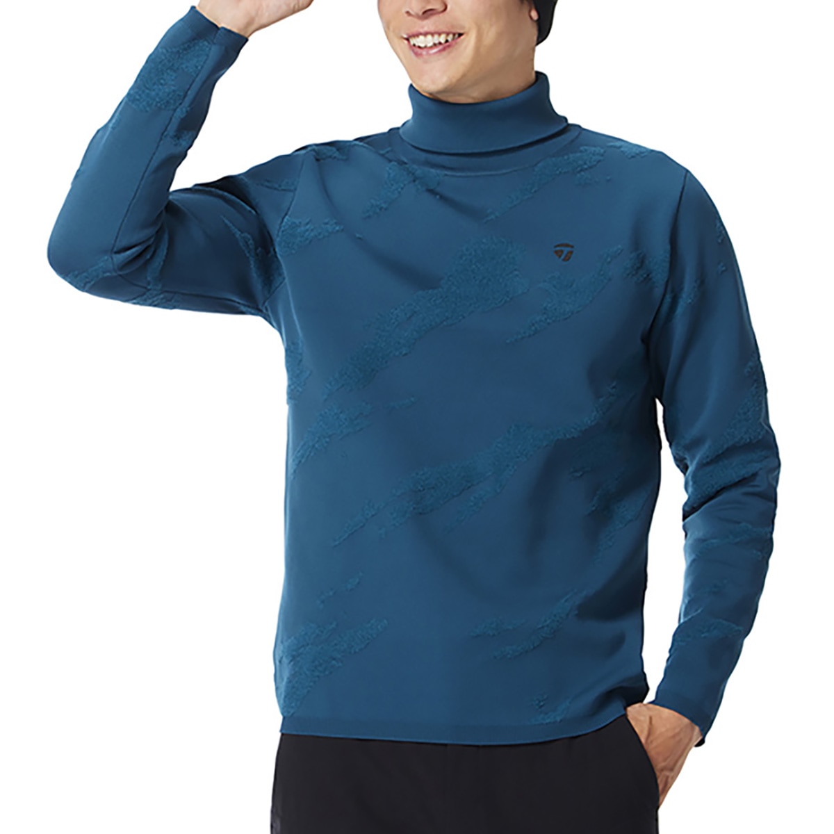 ストレッチ グラフィックタートルネックセーター(中間着(セーター