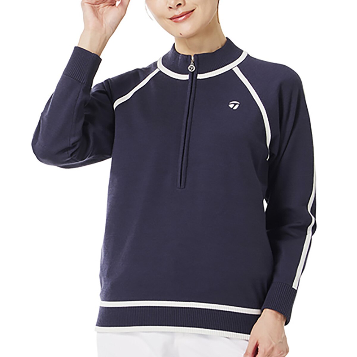 ストレッチ ラインドハーフジップセーター レディス(中間着(セーター