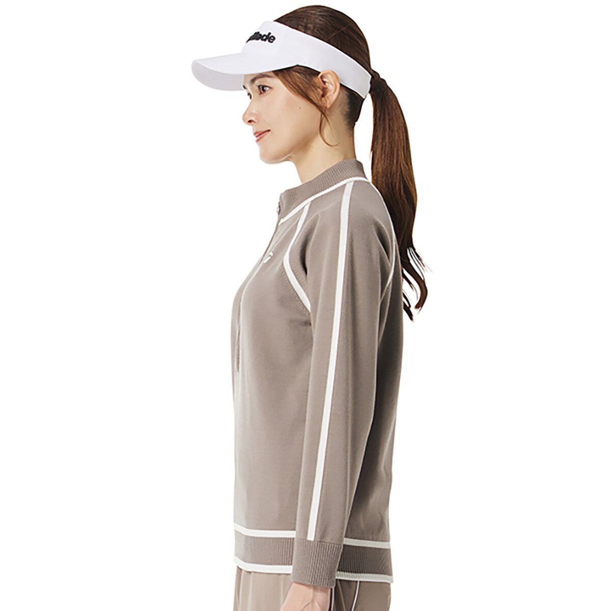 ストレッチ ラインドハーフジップセーター レディス(中間着