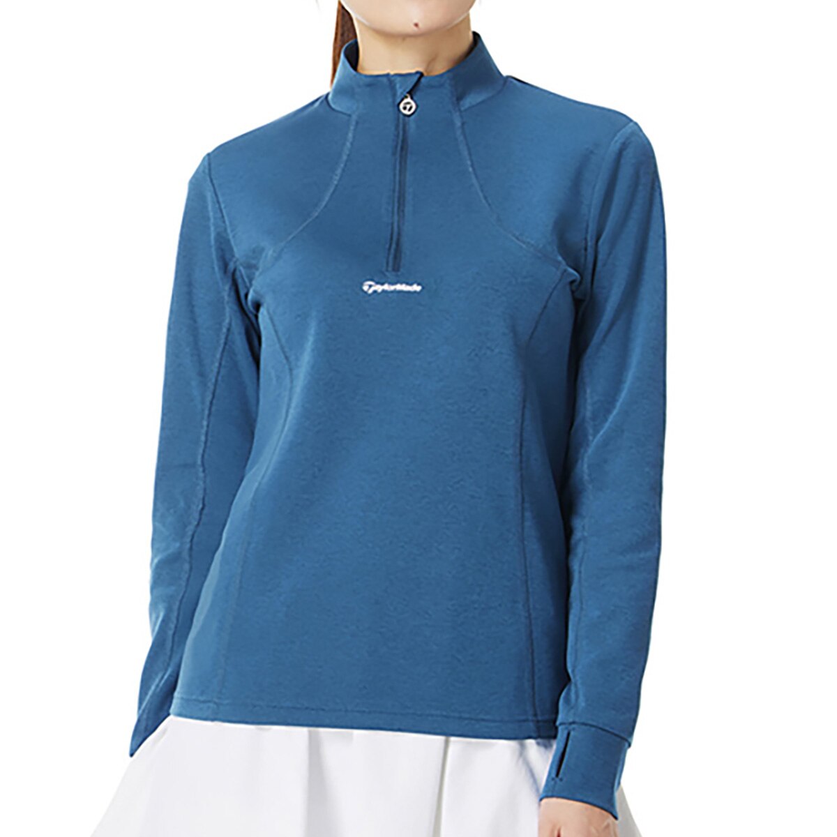 ストレッチ 裏起毛 ハーフジップ モックネック長袖シャツ レディス