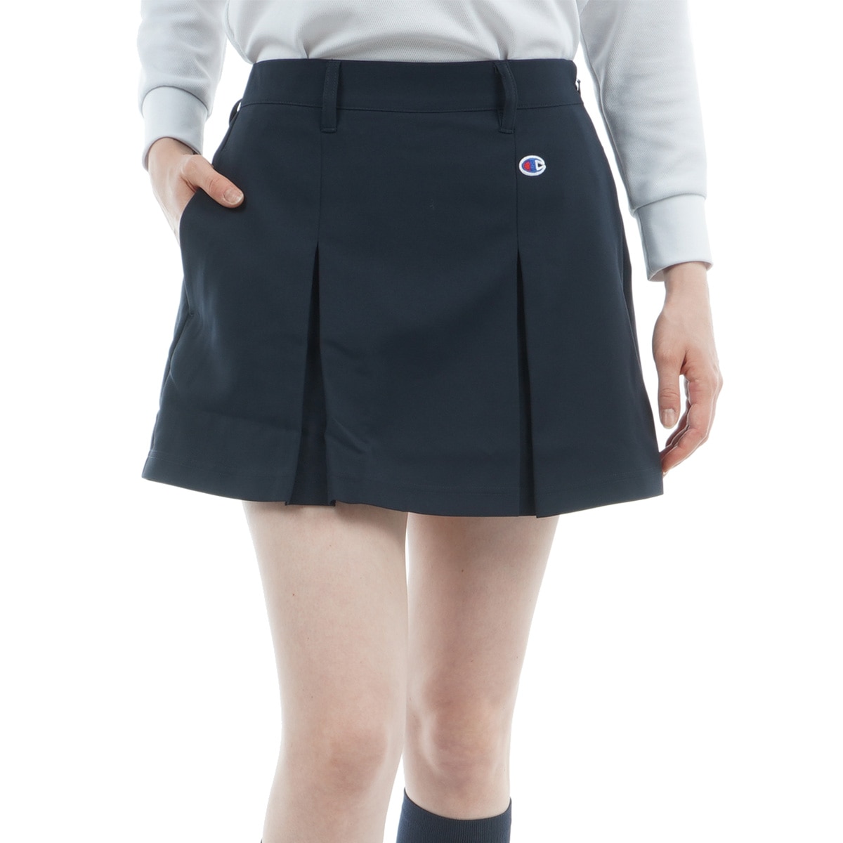 ストレッチスムースクロス 正面プリーツスカート レディス(スカート