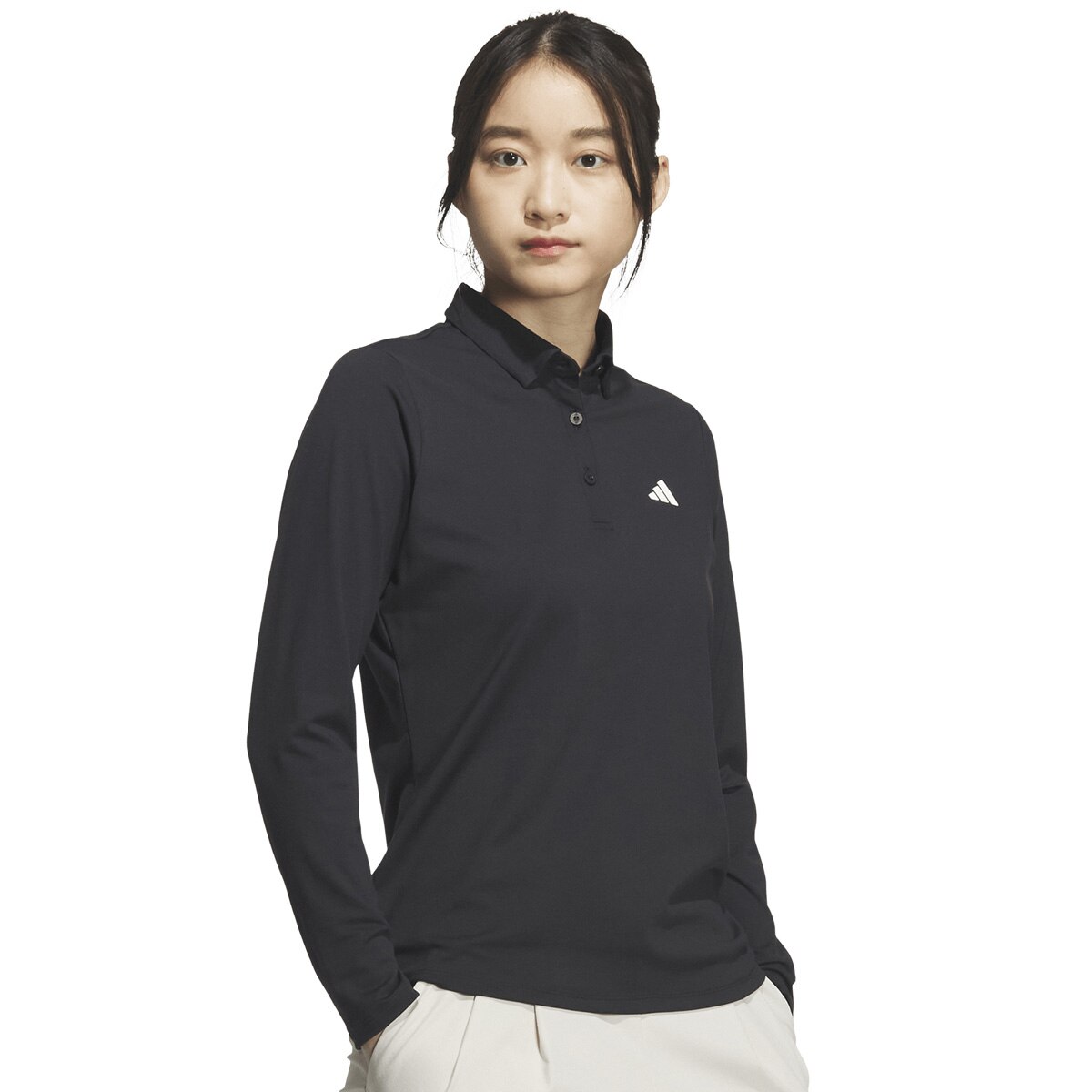 ストレッチ スリーストライプス 長袖ポロシャツ レディス(長袖シャツ