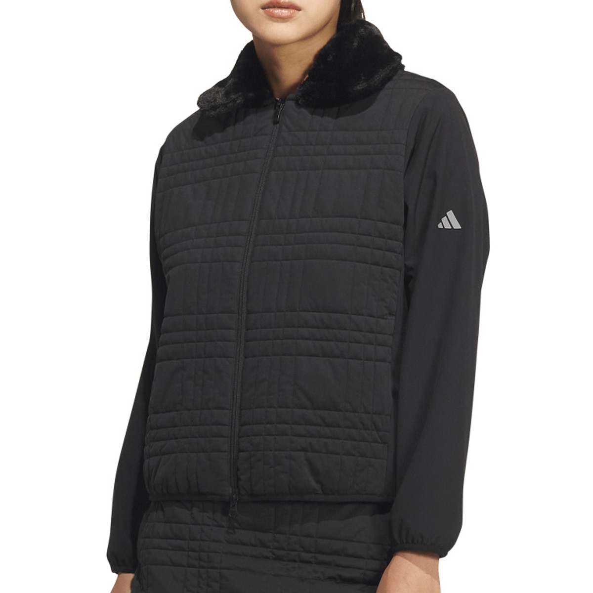 adidas キルティングジャケット ホワイト/ブラック COLD.RDY デタッチャブルカラー キルトジャケット レディス(アウター