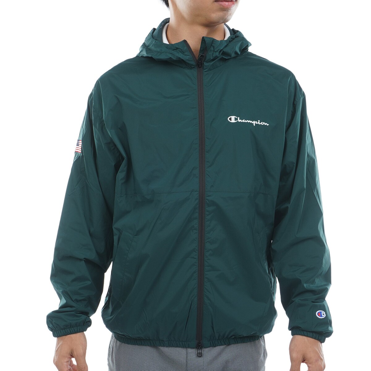 チャンピオンゴルフ ジャケット L スタジアム ブルー系 USA ロゴ 中綿
