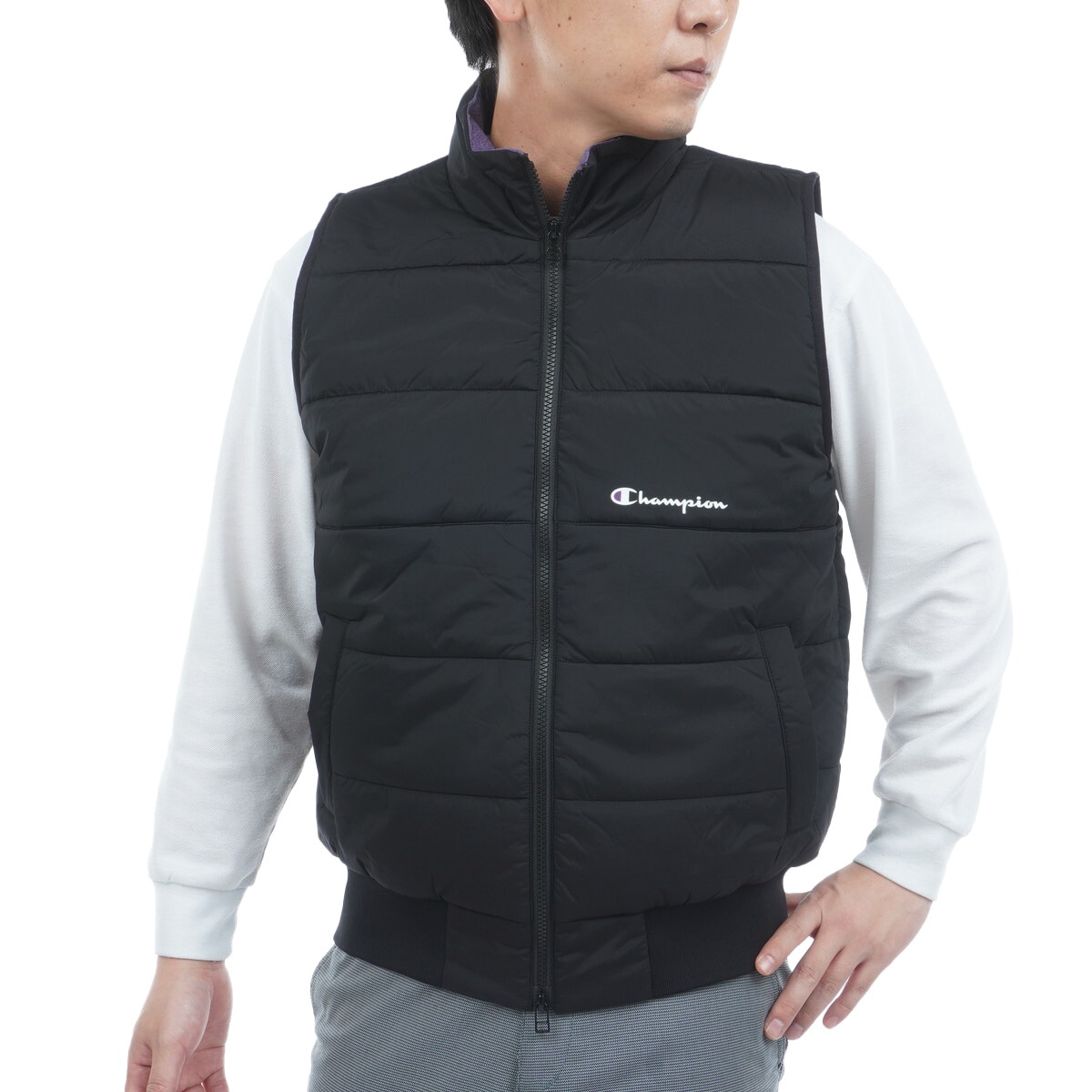 撥水 防風 保温 ブライトストレッチクロス 中綿ジップベスト(ベスト