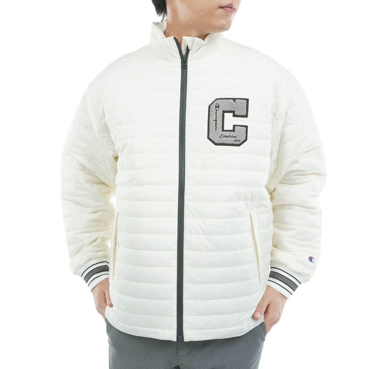 撥水 防風 保温 ブライトストレッチクロス 中綿ジップジャケット