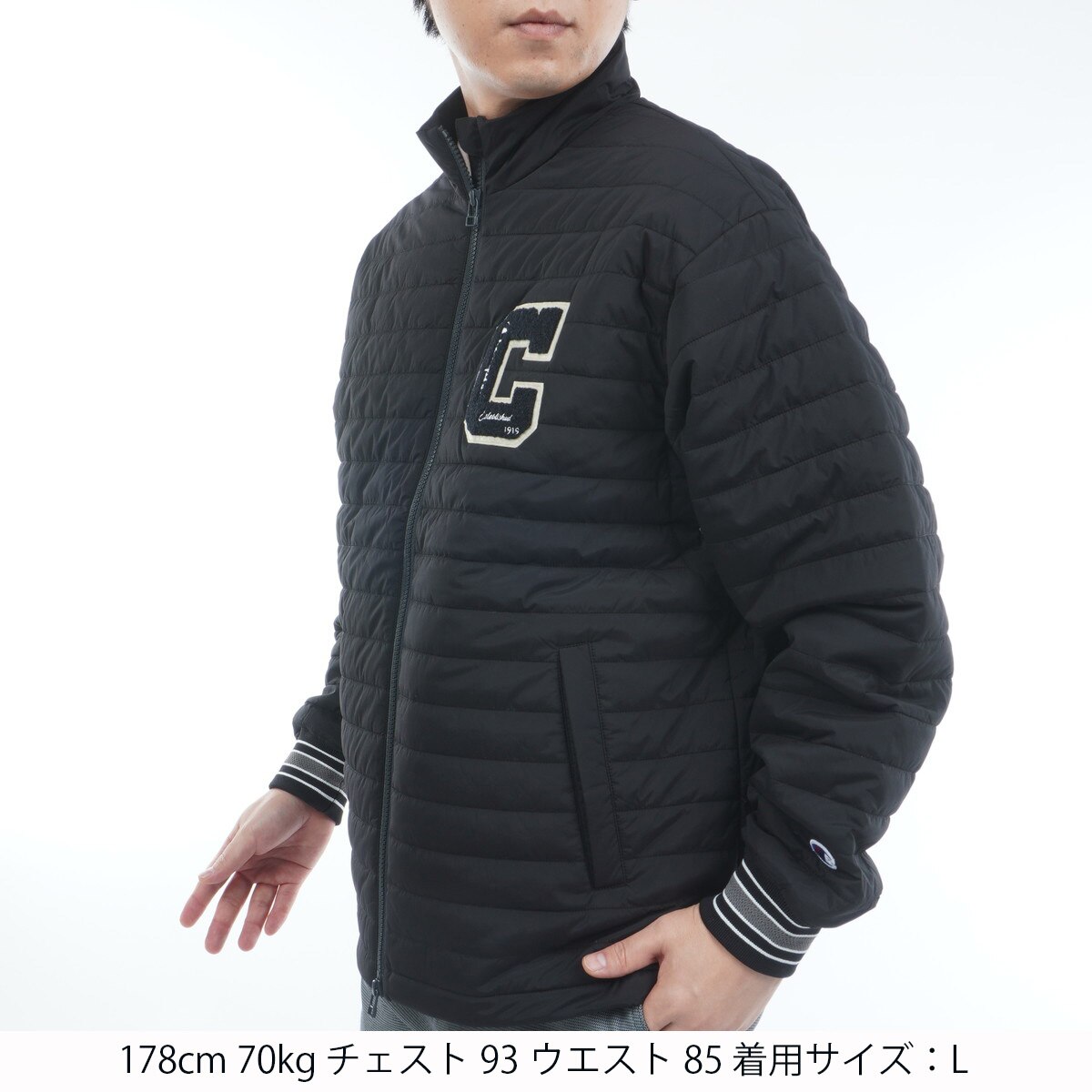 撥水 防風 保温 ブライトストレッチクロス 中綿ジップジャケット