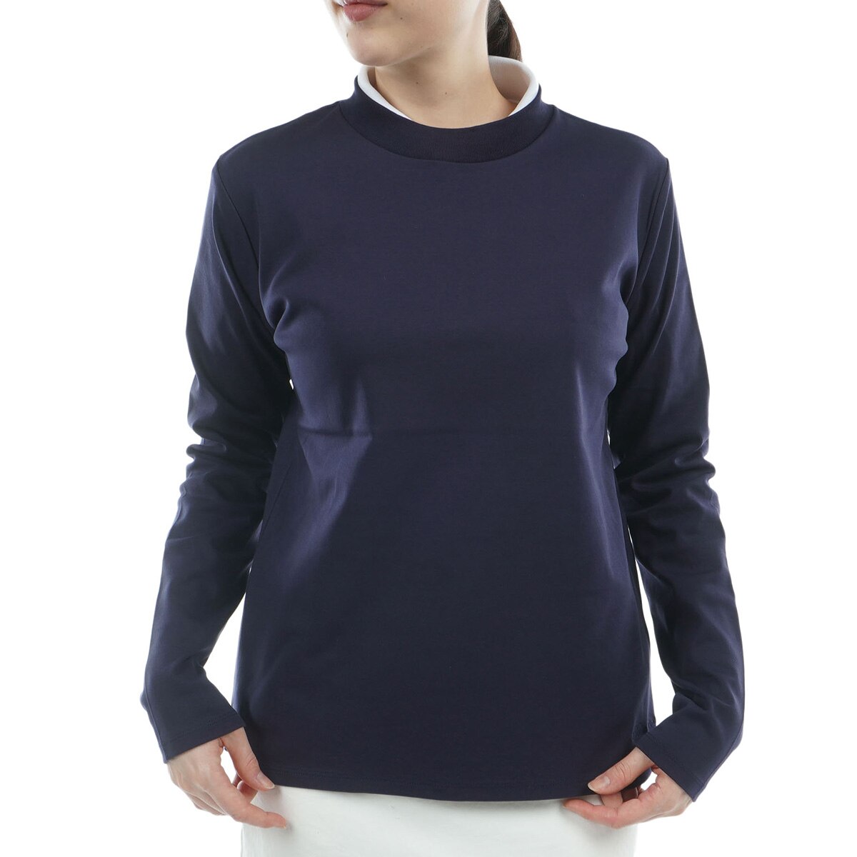 パーリーゲイツストレッチワッフルモックネックトップスブラックサイズ