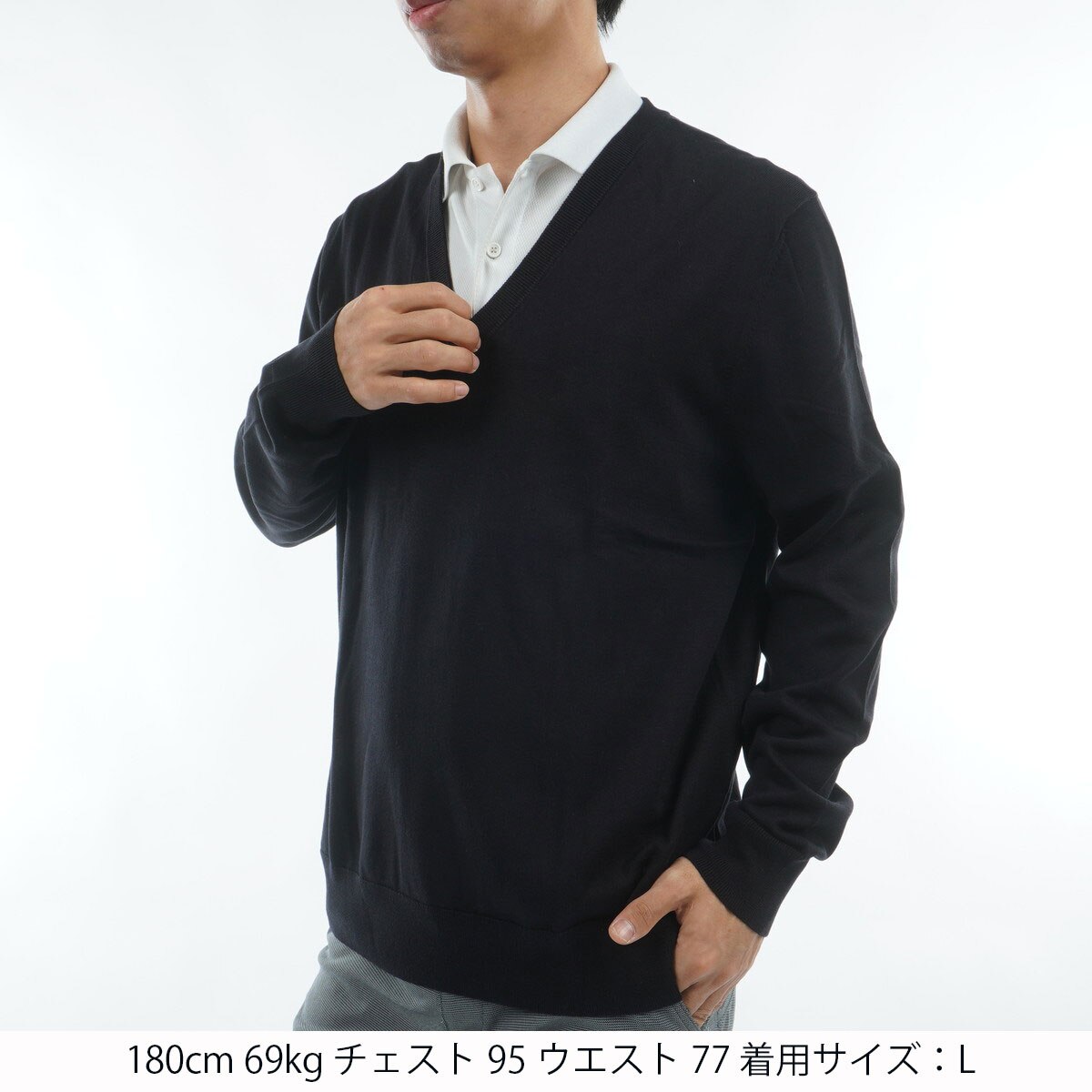スーピマコットン Vネックセーター(中間着(セーター、トレーナー