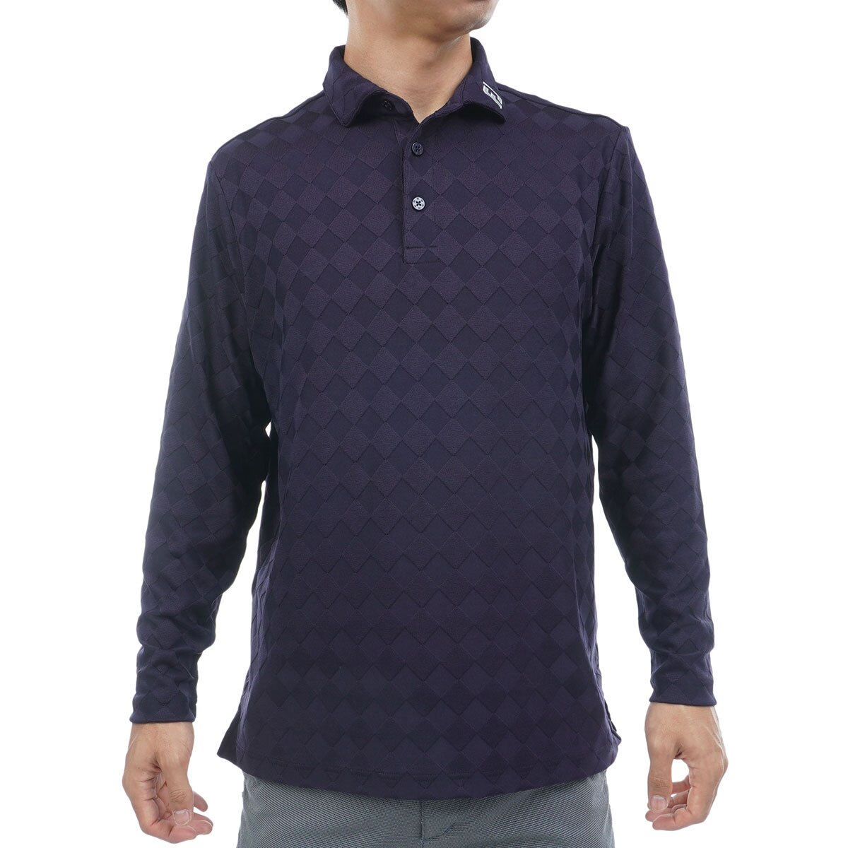 ストレッチ アーガイルジャカード 長袖ポロシャツ(長袖シャツ