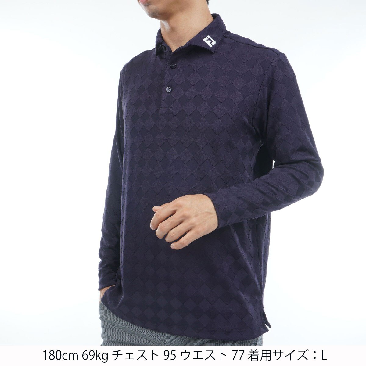 ストレッチ アーガイルジャカード 長袖ポロシャツ(長袖シャツ