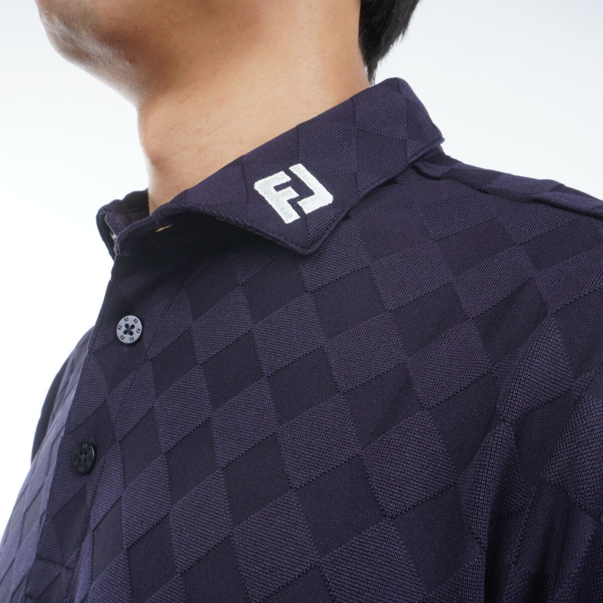 フットジョイ　Foot Joy　ストレッチ アーガイルジャカード 長袖ポロシャツ ストレッチ アーガイルジャカード 長袖ポロシャツ(長袖シャツ
