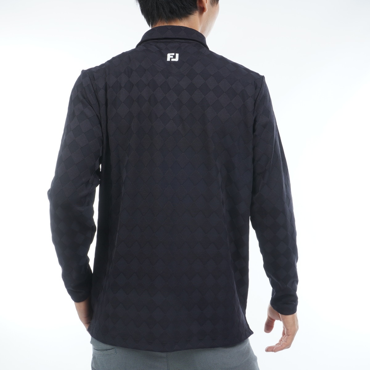 ストレッチ アーガイルジャカード 長袖ポロシャツ(長袖シャツ