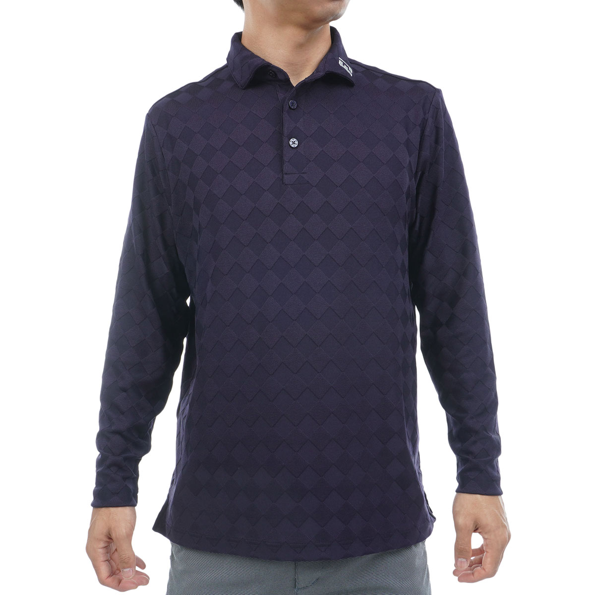 ストレッチ アーガイルジャカード 長袖ポロシャツ(長袖シャツ