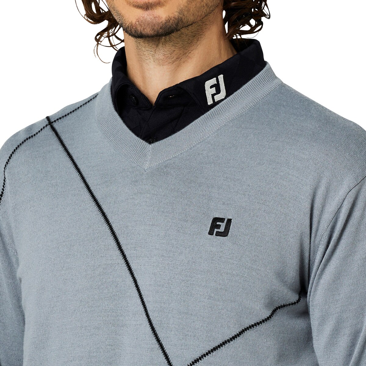 ストレッチ クロップドアーガイル Vネックセーター(中間着(セーター