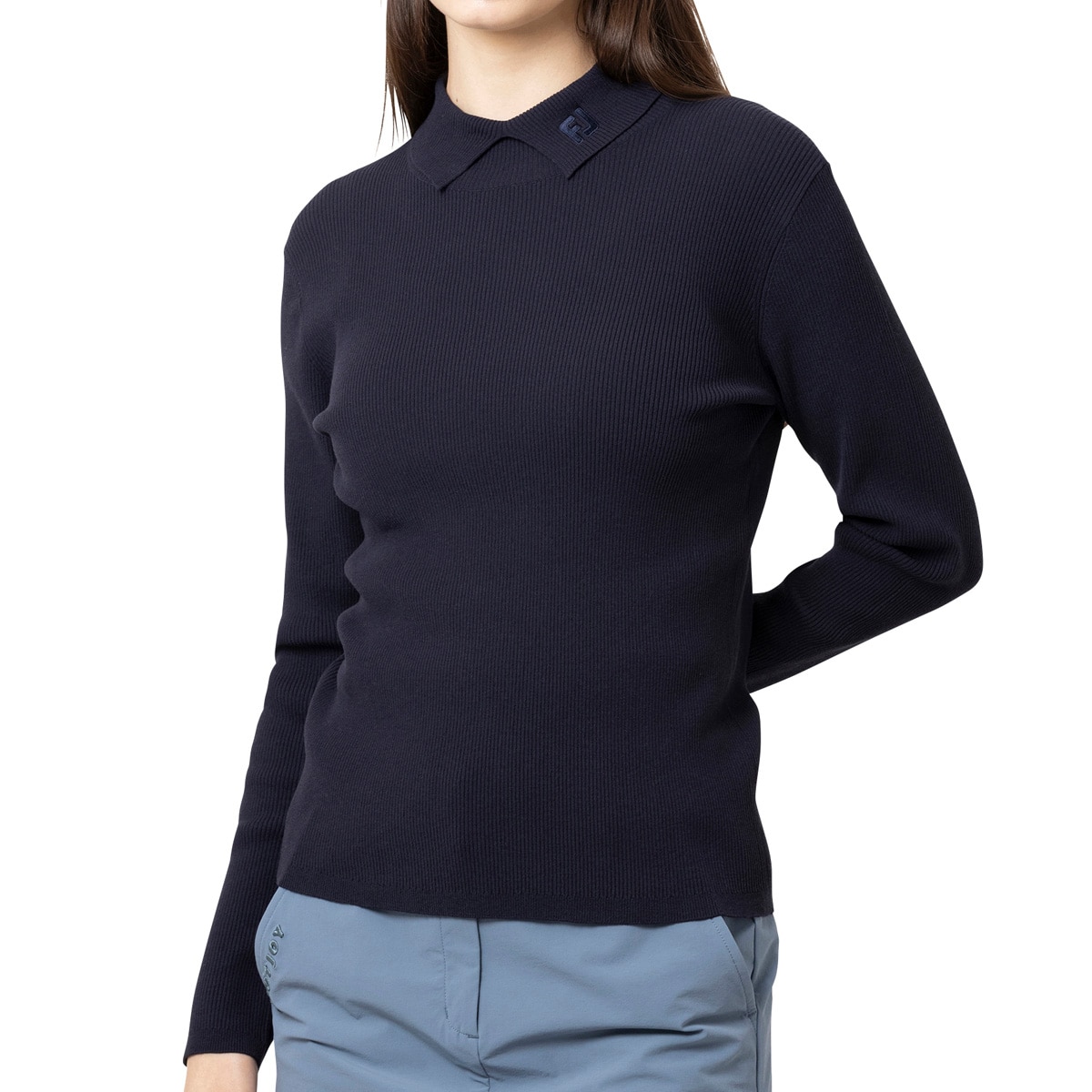 ストレッチ タートルデザイン 長袖セーターシャツ レディス(中間着