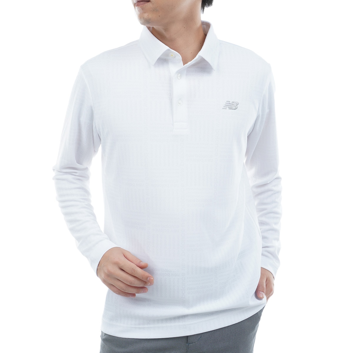 ロゴグレンチェックジャカード 長袖共衿ポロシャツ(長袖シャツ