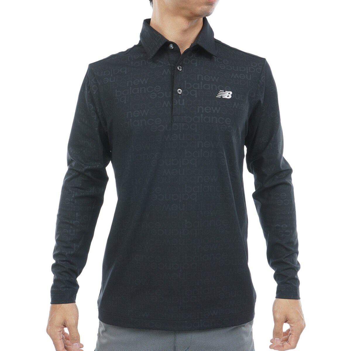 New Balance ゴルフ　ブラック ロゴ　ニットポロシャツ　サイズ5 new balance golf - サブティルロゴデザイン ポロシャツ