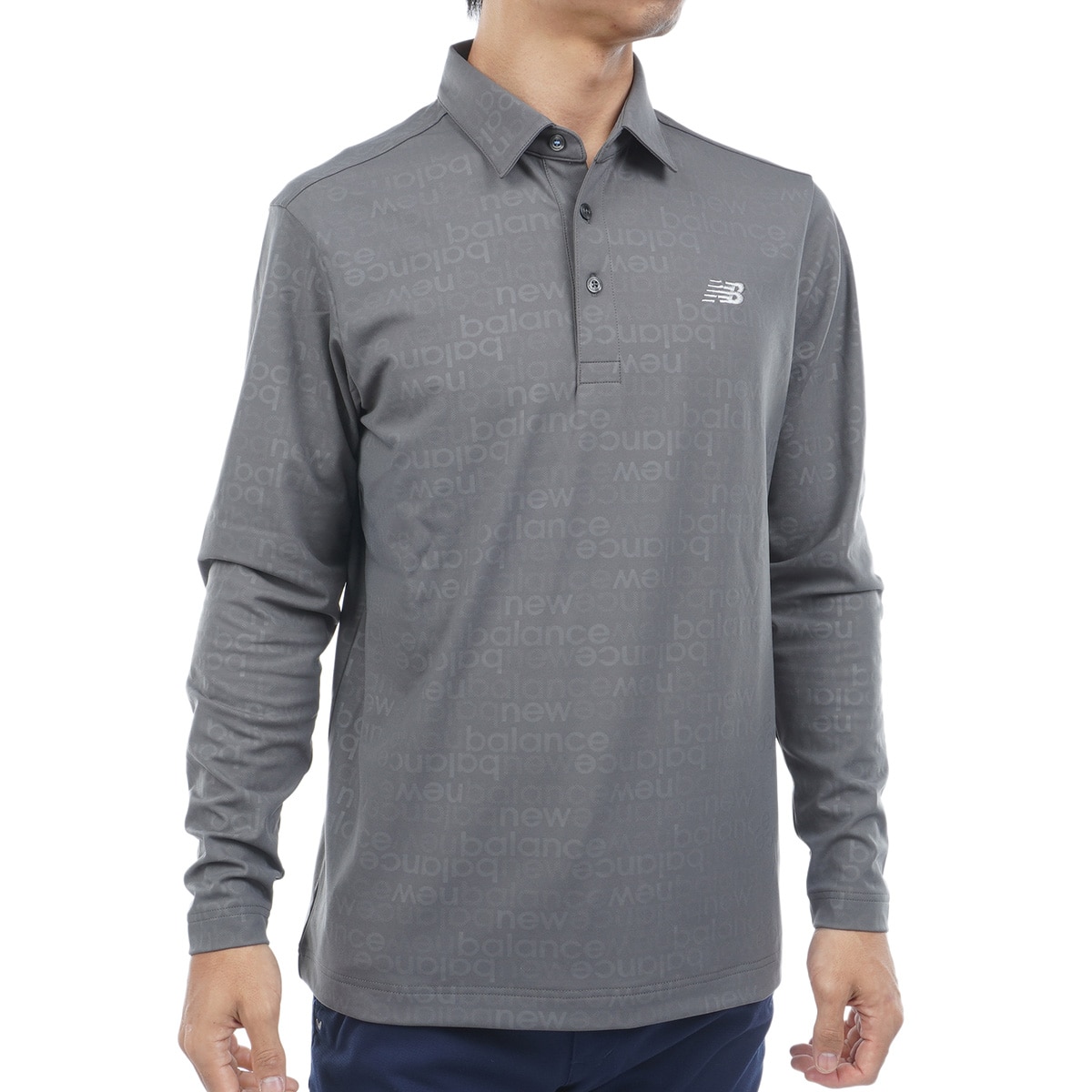 スムース両面ピーチ ロゴエンボス 長袖共衿ポロシャツ(長袖シャツ