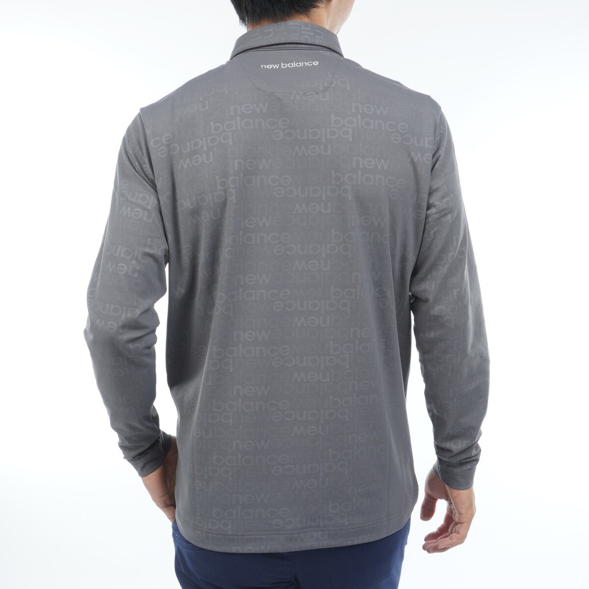 スムース両面ピーチ ロゴエンボス 長袖共衿ポロシャツ(長袖シャツ