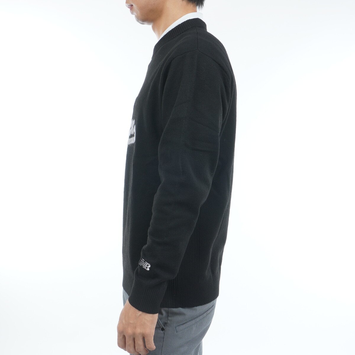 天竺編×ロゴニードルパンチ クルーネックニットプルオーバー(中間着