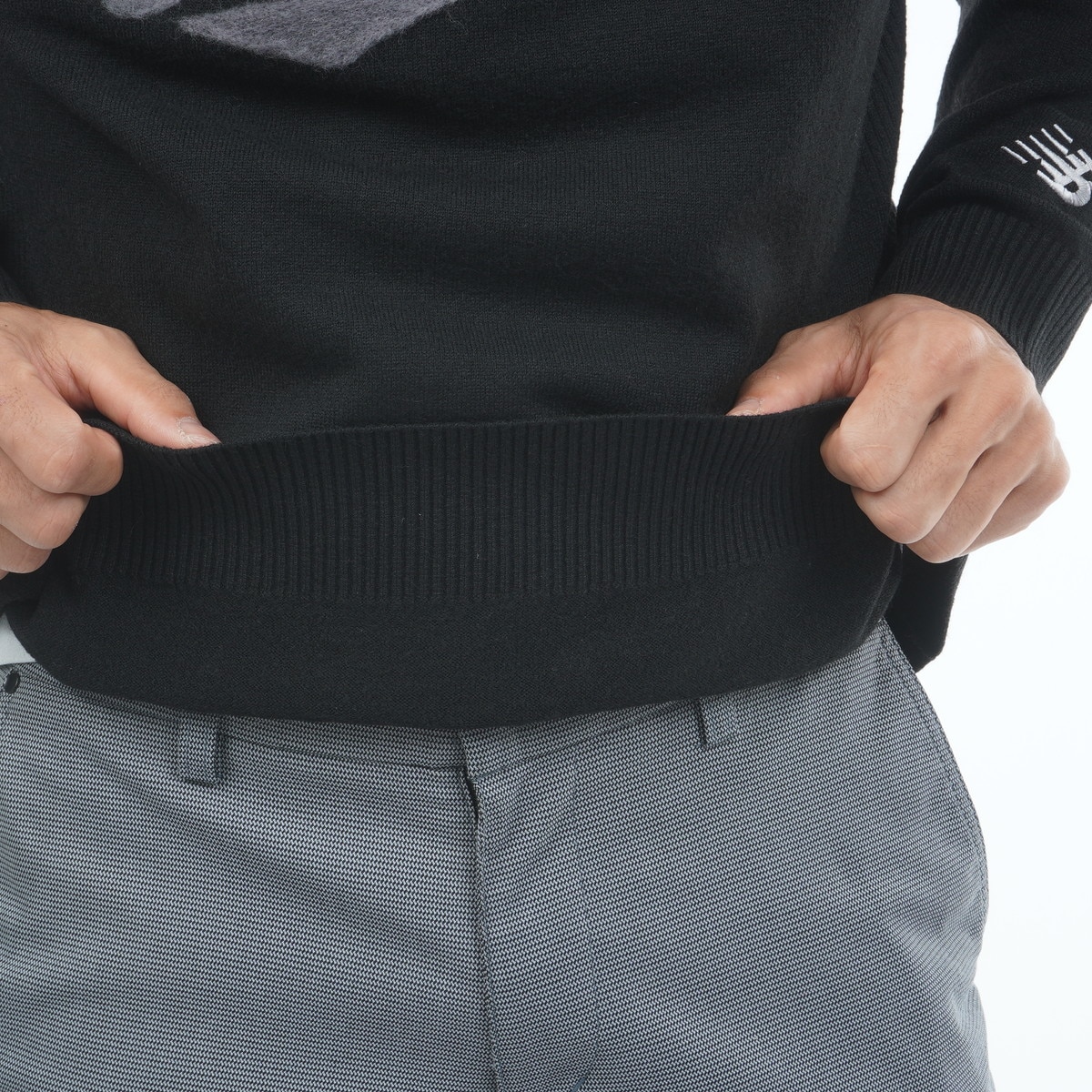 天竺編×ロゴニードルパンチ クルーネックニットプルオーバー(中間着