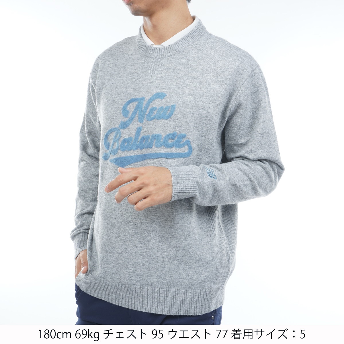 天竺編×ロゴニードルパンチ クルーネックニットプルオーバー(中間着