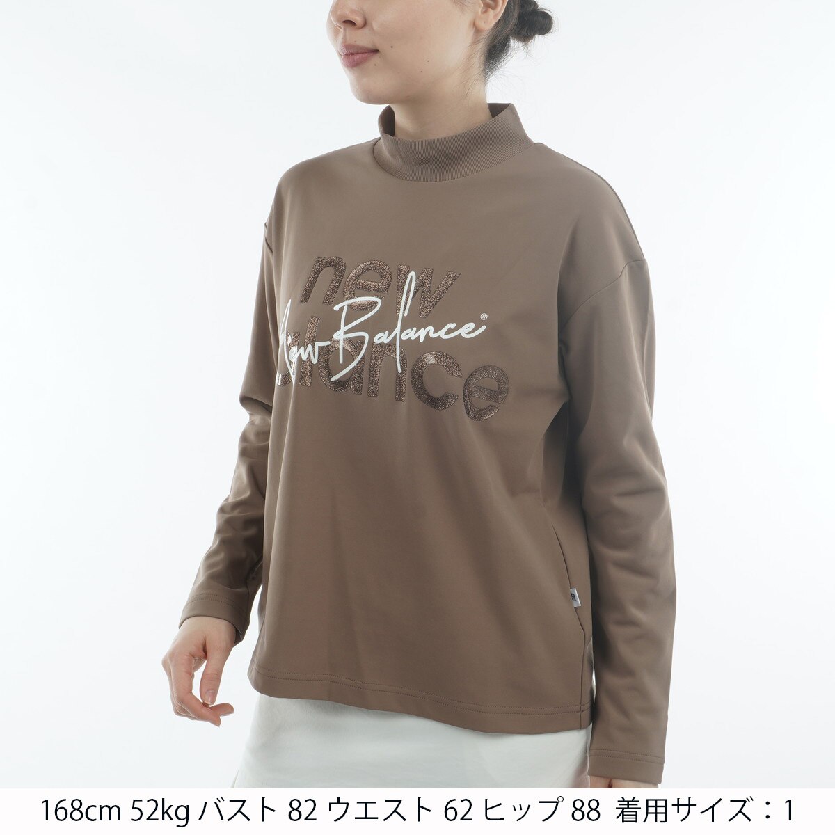 バックピケ 長袖モックネックプルオーバー レディス(長袖シャツ