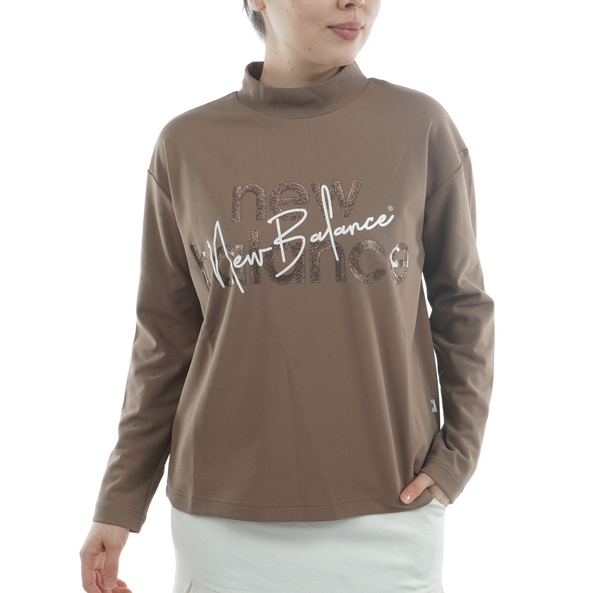 バックピケ 長袖モックネックプルオーバー レディス(長袖シャツ