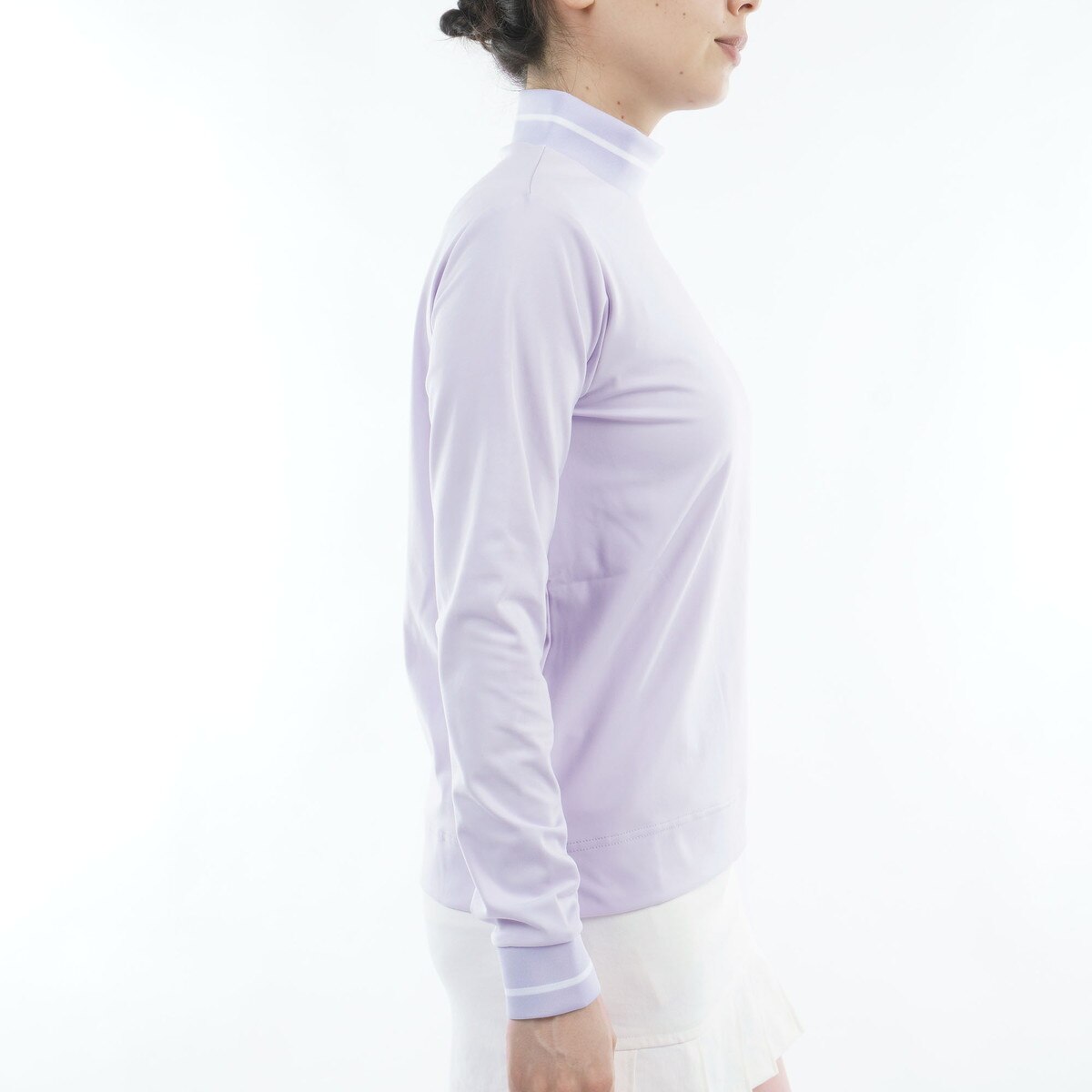 【ホワイト】スムース両面ピーチ 長袖 モックネック プルオーバー (WOMENS) スムース両面ピーチ 長袖モックネックプルオーバー レディス(長袖