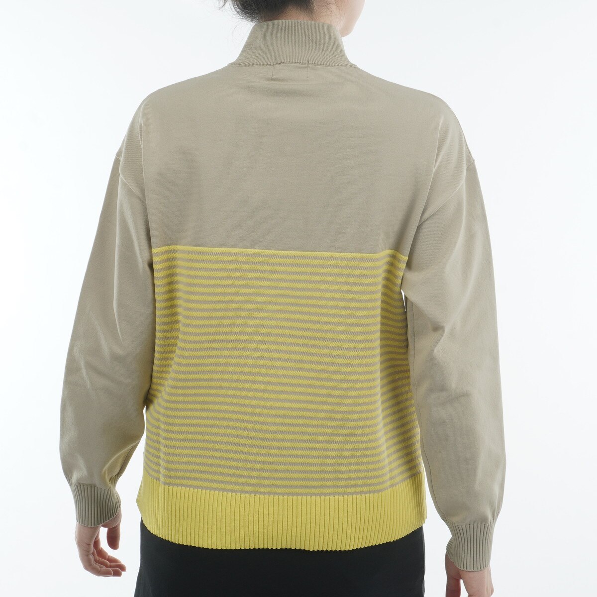 天竺編み ロゴダブルジャカード ハーフジップ プルオーバーセーター