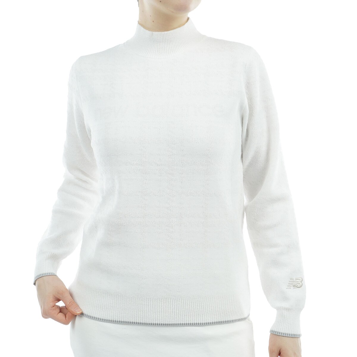 グレンチェックダブルジャカード ストレッチ ハイネック プルオーバー