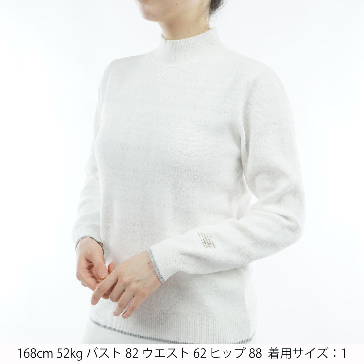 グレンチェックダブルジャカード ストレッチ ハイネック プルオーバー